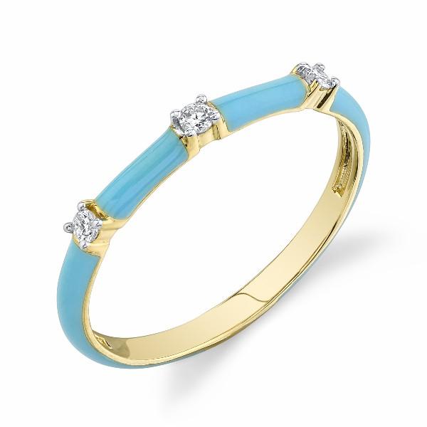 Turquoise Enamel And Diamond Band