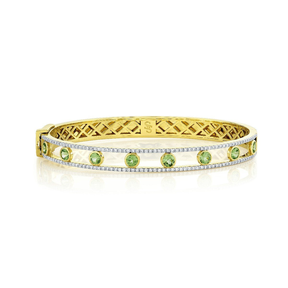 Merelani Mint Garnet Bracelet With Diamond Edges