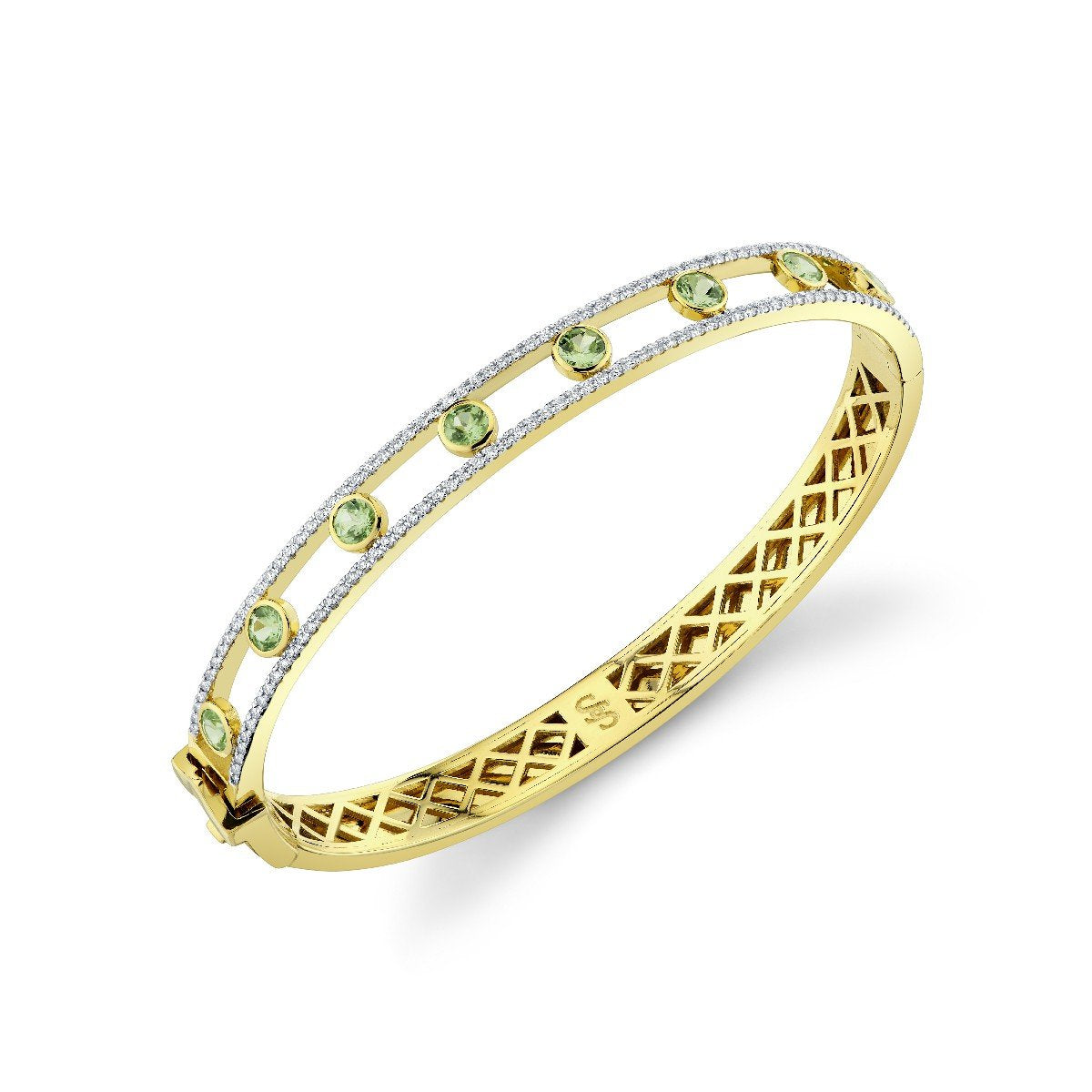 Merelani Mint Garnet Bracelet With Diamond Edges