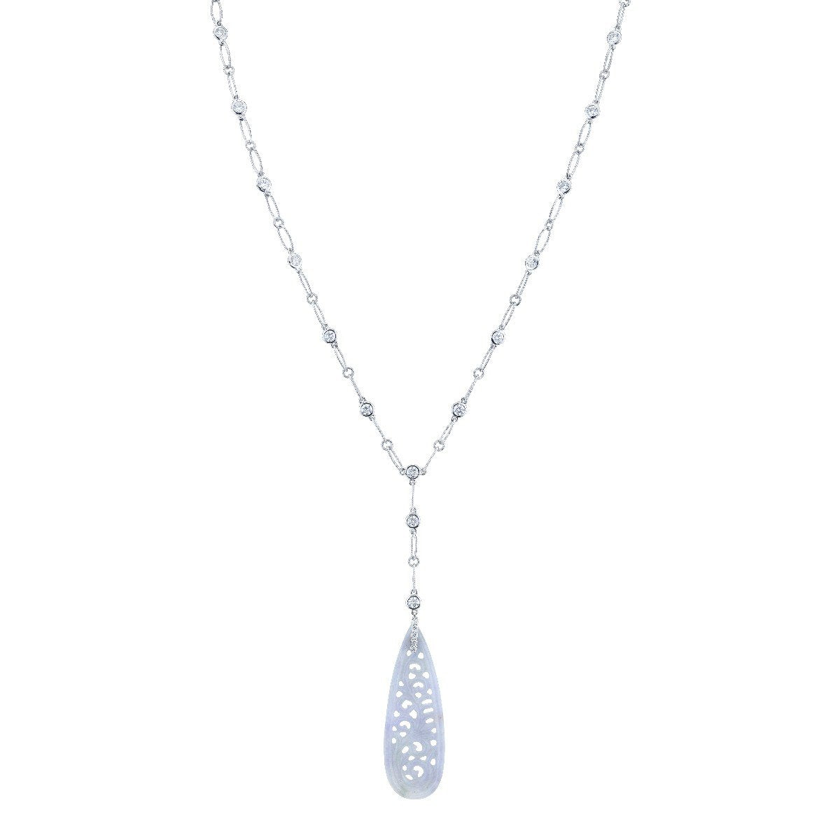 Lacey Diamond Chain With Lavender Jade Pendant