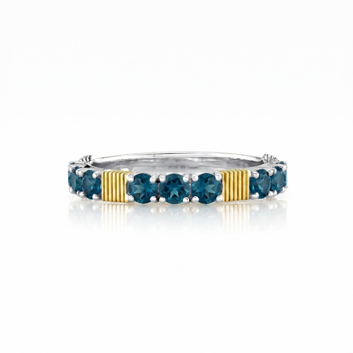 London Blue Topaz & 18K Yellow Gold Strie Station Band