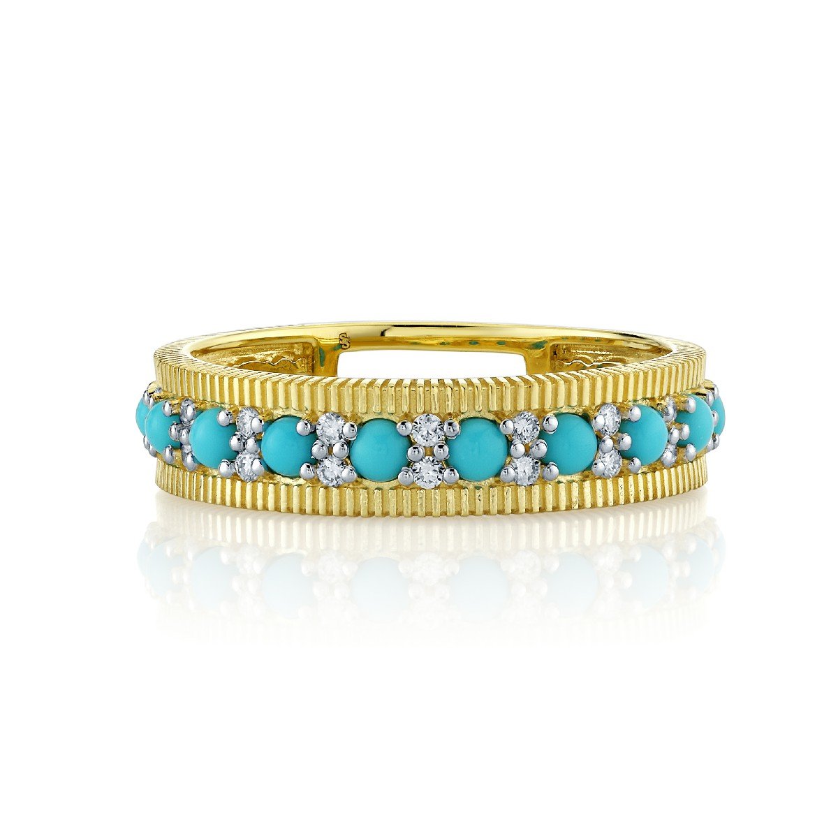 Turquoise And Diamond Band With Strie Edges