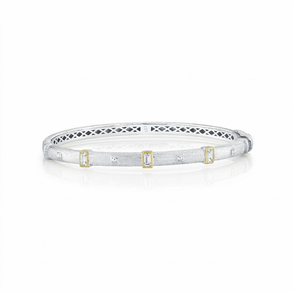 Mix Metal White Topaz Baguette Bracelet