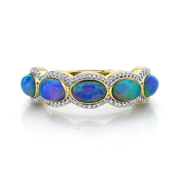 Ethiopian Opal And Diamond Band