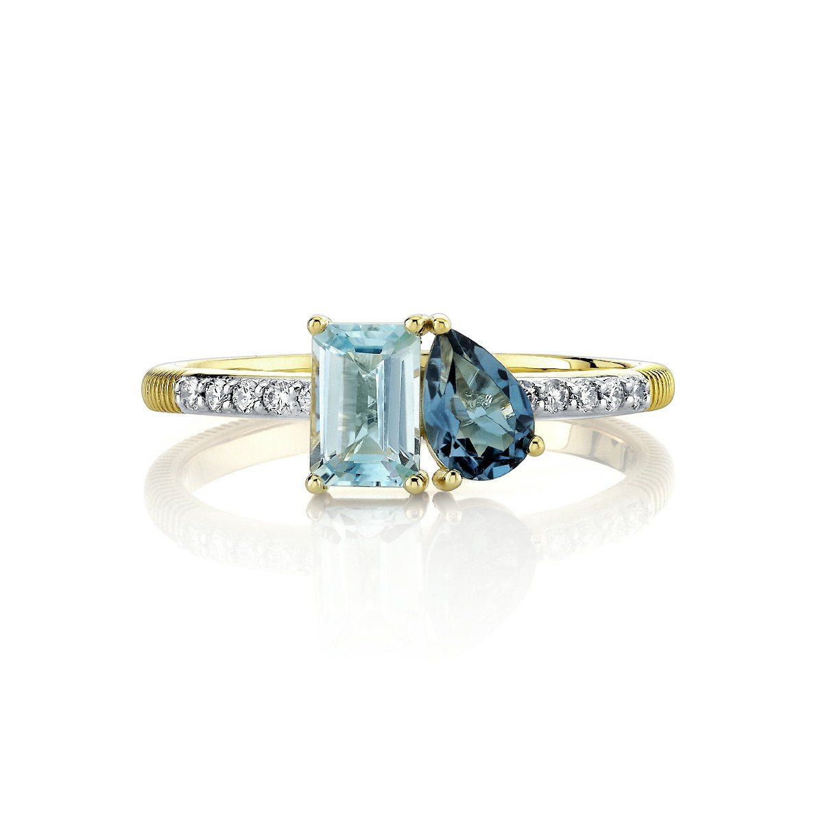 Toi Et Moi Blue Topaz Ring With Diamonds