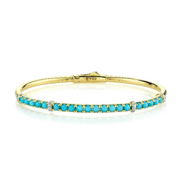 Prong Set Turquoise And Diamond Bracelet