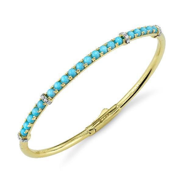 Prong Set Turquoise And Diamond Bracelet