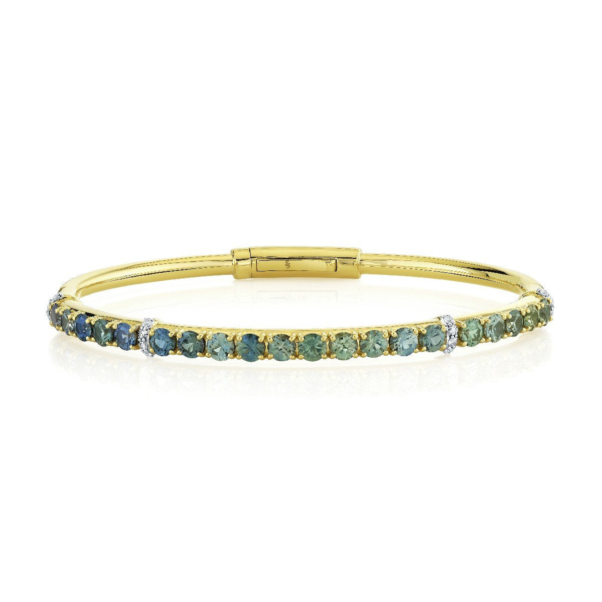 Blue Green Sapphire And Diamond Bracelet