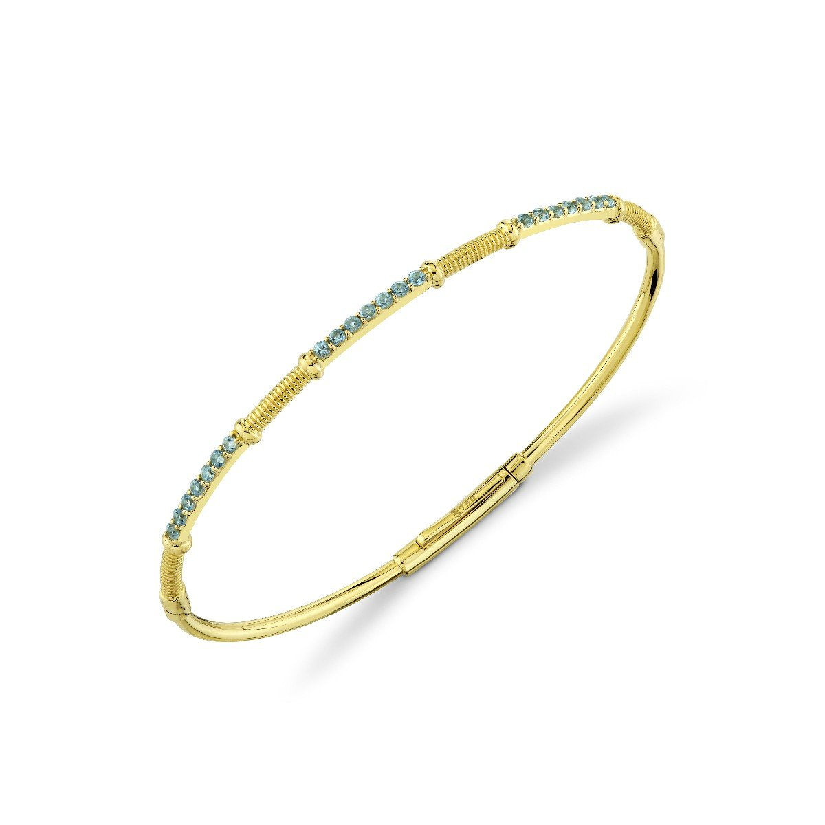 Swiss Blue Topaz Bracelet With Gold Strie Stations