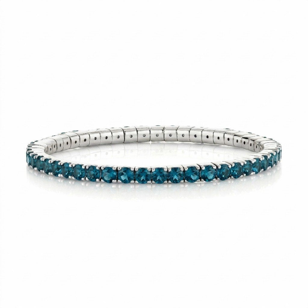 Sterling Silver London Blue Topaz Stretch Tennis Bracele