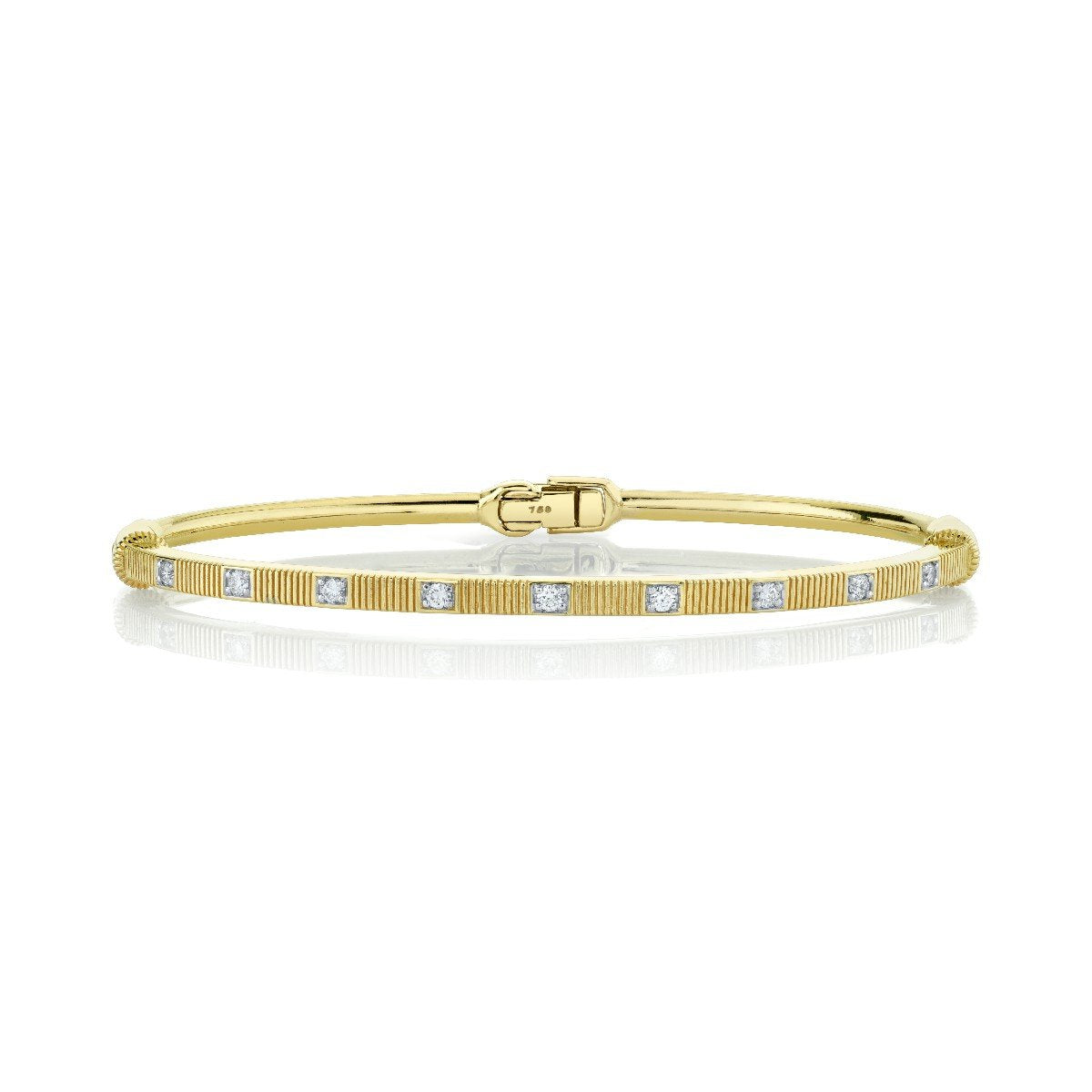 Gold Strie Bracelet With Diamonds