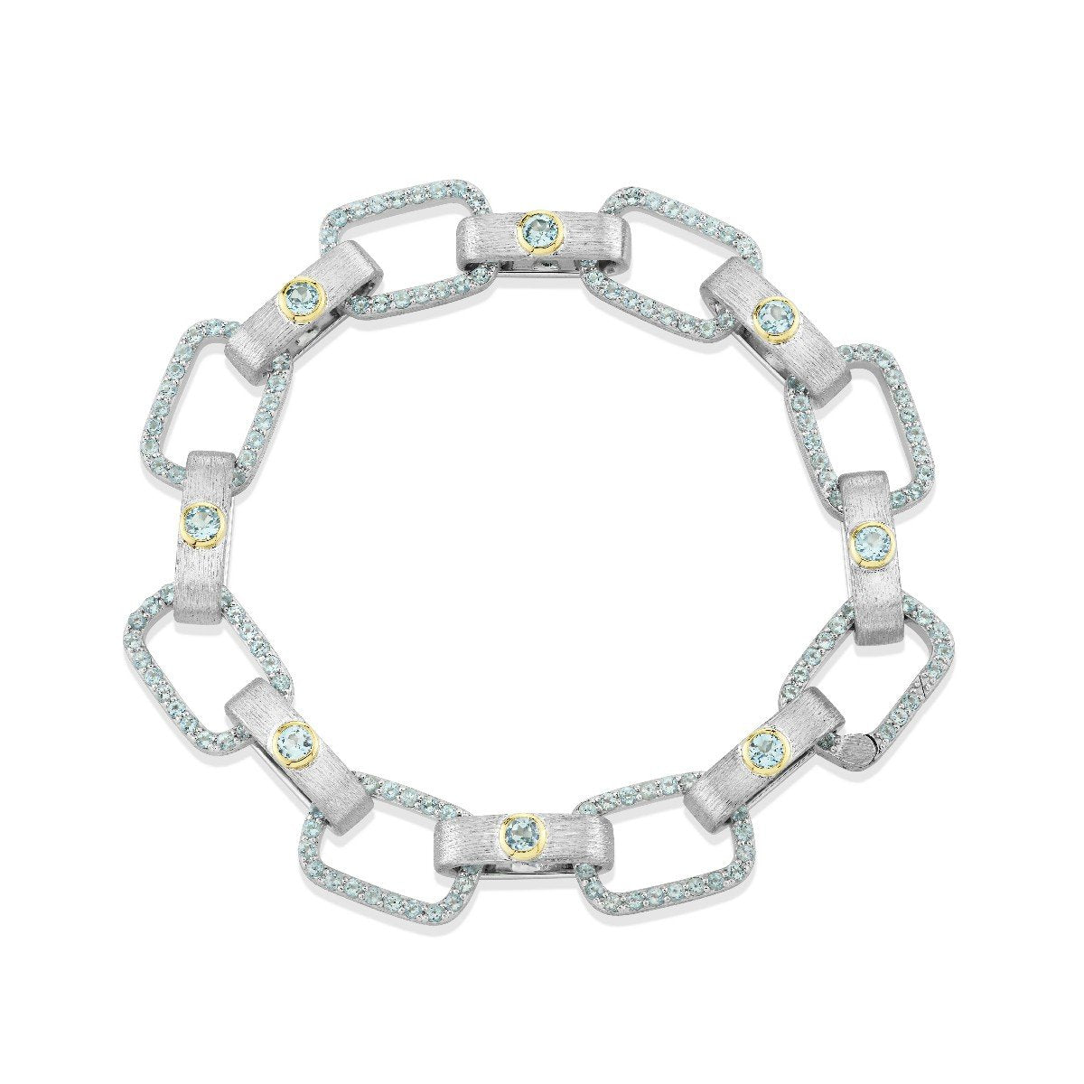 Swiss Blue Topaz Link Sterling Silver Bracelet