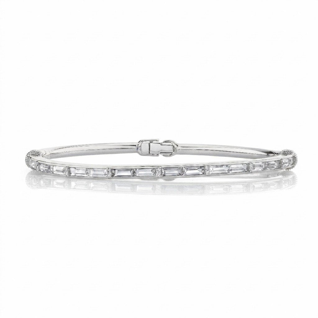 White Topaz Baguette Sterling Silver Bracelet