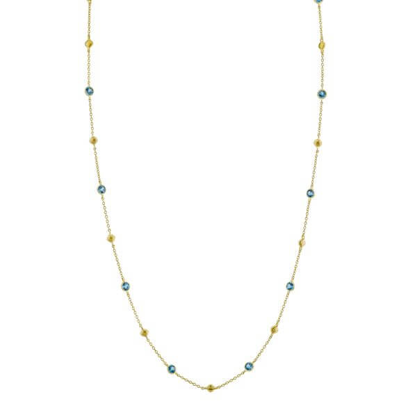London Blue Topaz Chain With Gold Strie Cushions