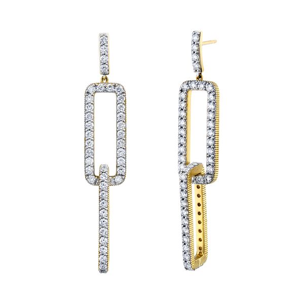 Pave Diamond Elongated Link Earrings