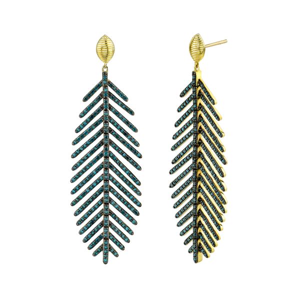 Blue Diamond Feather Earrings and Marquis Strie Top