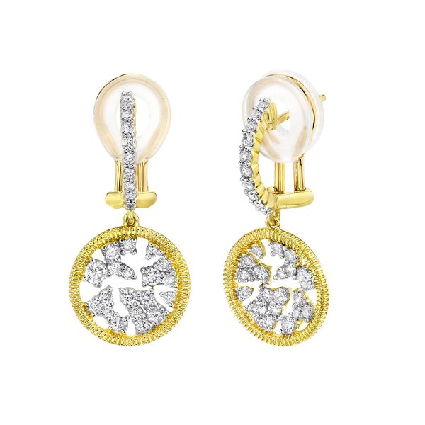 Diamond Drop Earrings with Strie Detail