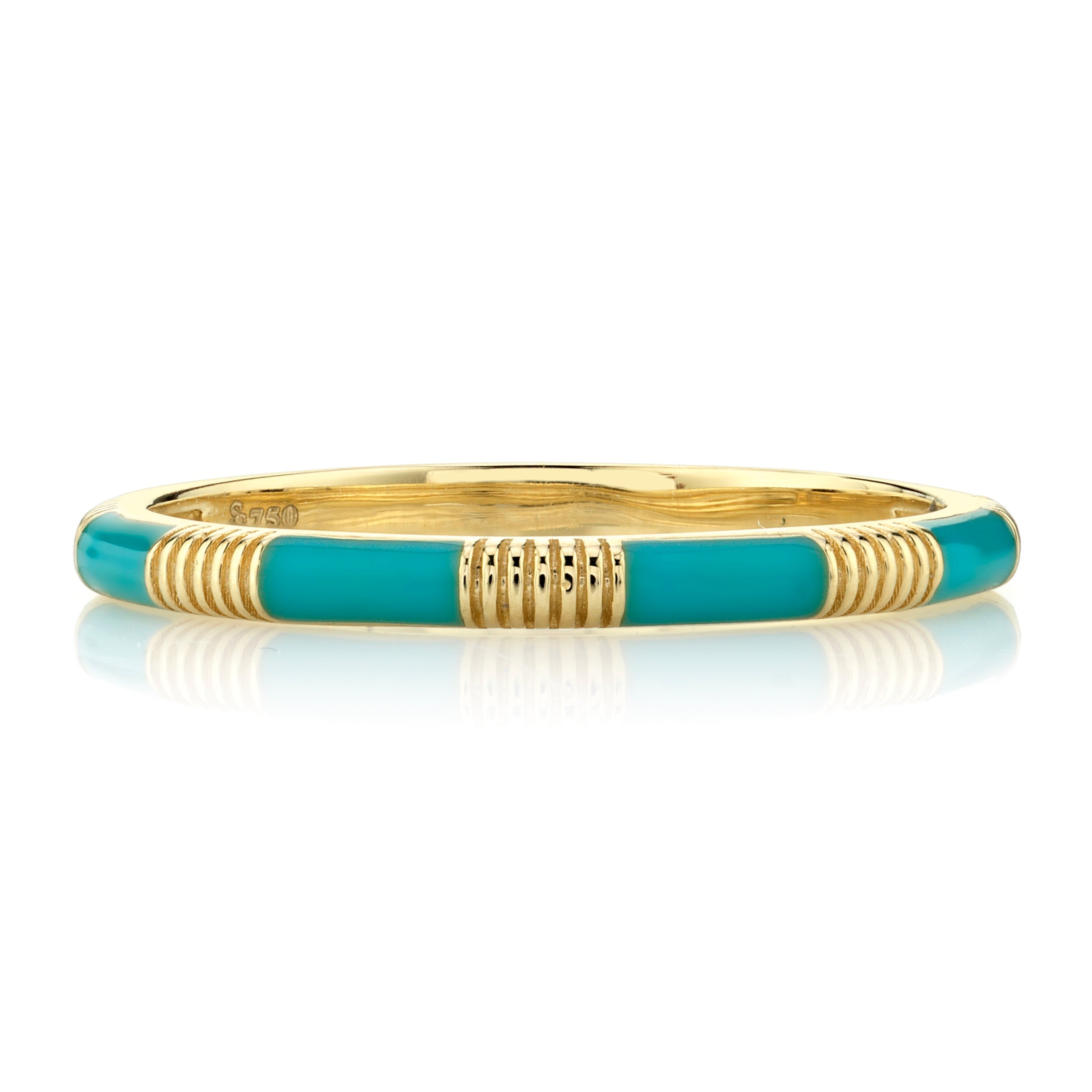 Turquoise Enamel Band with Strie Detail