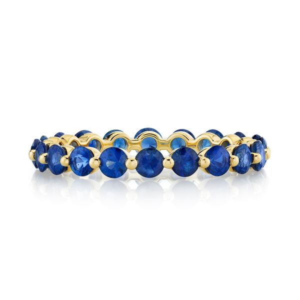 Blue Sapphire Eternity Band with Prong Spacers