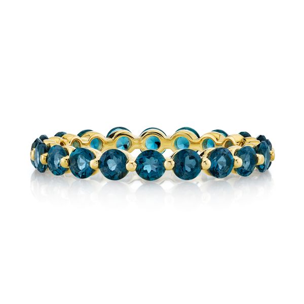 London Blue Topaz Eternity Band with Prong Spacers