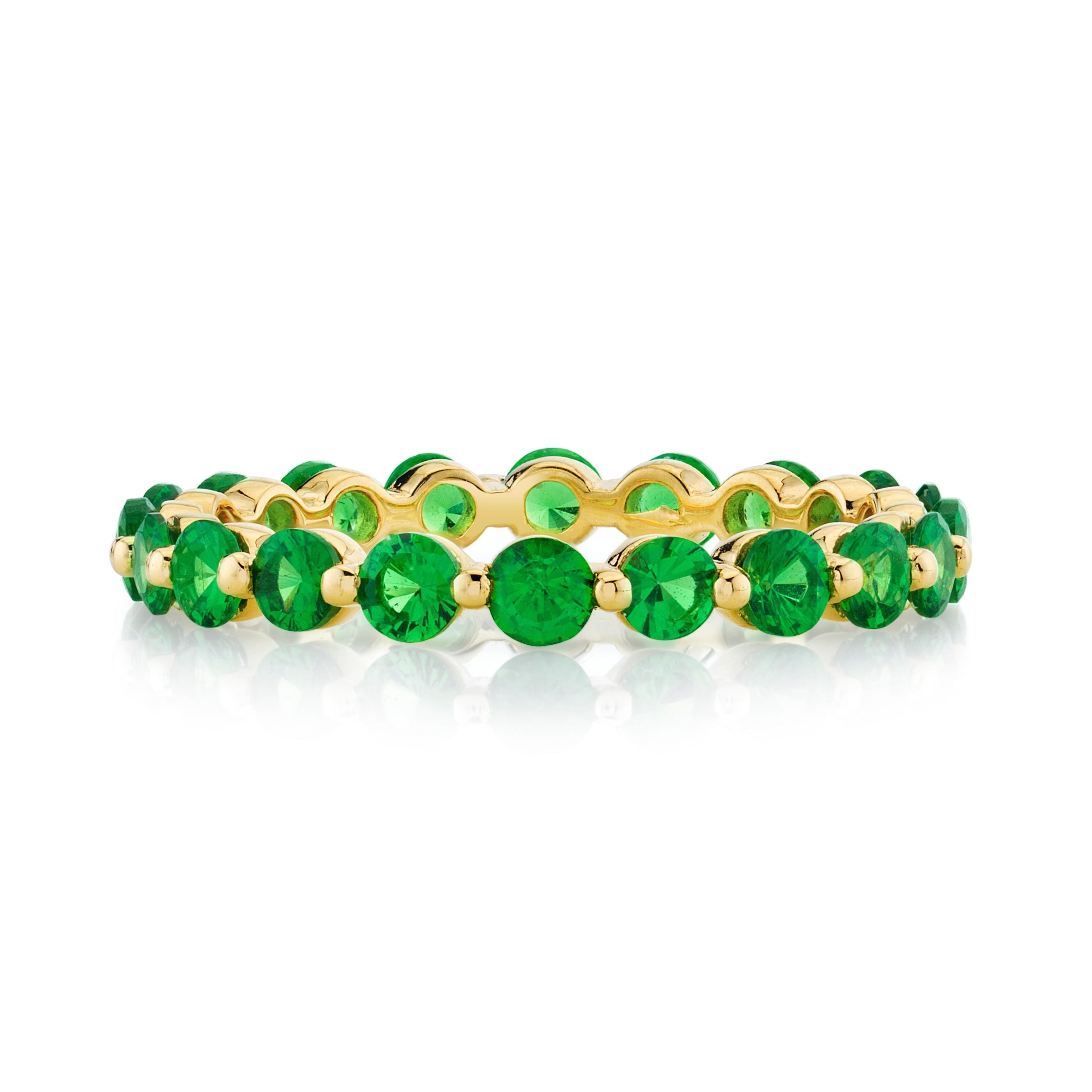 Tsavorite Eternity Band with Prong Spacers