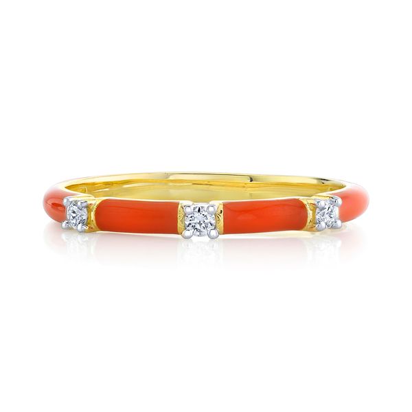 Orange Enamel Band with White Diamond Detail
